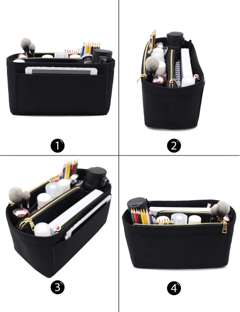 LEXSION Purse Organizer,Felt Bag Organizer Insert Purse Organizer For Speedy,Neverful,Tote,Handbag,Shaper 8023 Black L2 - Image 3